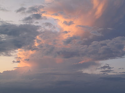 zachód słońca zasępia, chmury warstwowe, niebo, pomarańczowy, piękno, Burza, Natura