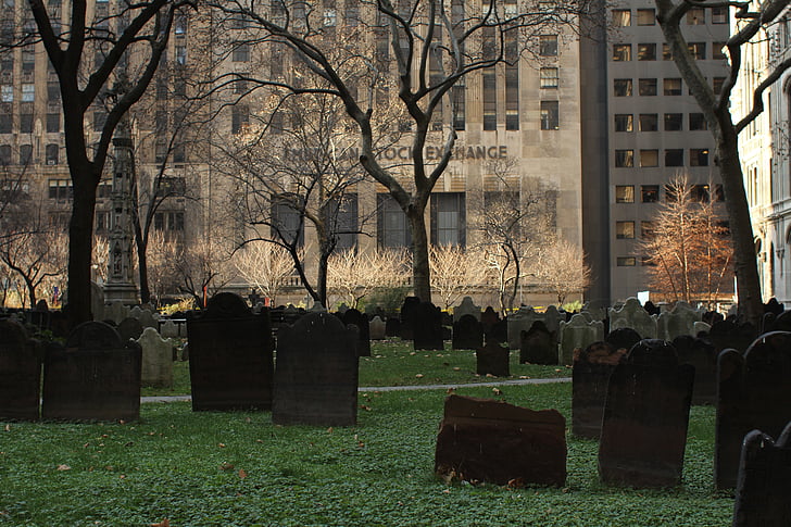 stock exchange, new york, nyc, us, graveyard, cemetery, downtown