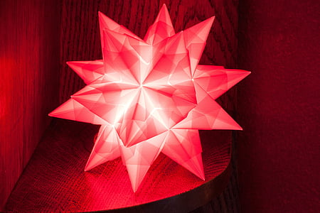 poinsettia, symmetry, atmospheric, festive, light, origami, art of paper folding