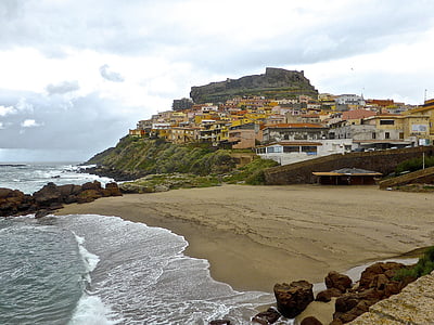Castelsardo, Cerdeña, junto al mar, Playa, Costa, Mediterráneo, Costa