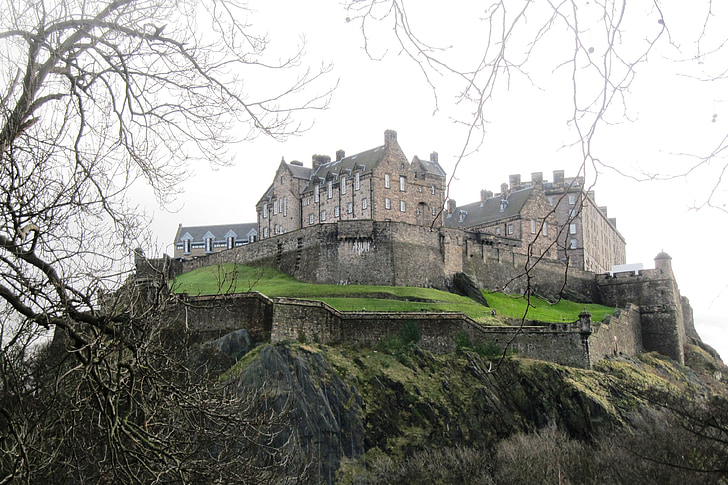 Edimburgo, Castello, medievale, roccia, paesaggio, Castello medievale, Fortezza