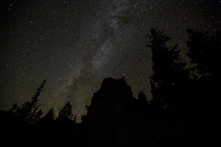 Млечния път, звезди, нощ, небе, пейзаж, hoodoos, формации