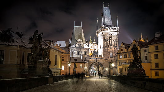 Prága, Cseh Köztársaság, város, folyó, Castle, építészet, híd