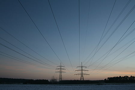 twilight, strommast, mast, electricity, power Line, technology, cable