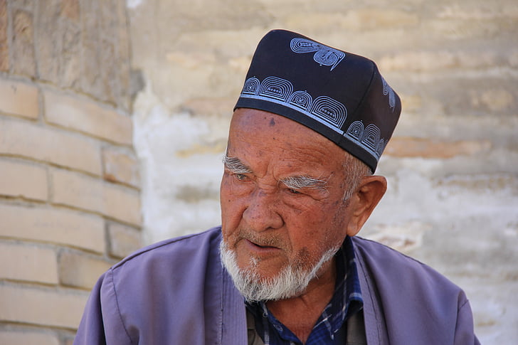 personas de edad avanzada, tío, de los hombres, Uzbek, tradición, musulmana, barba