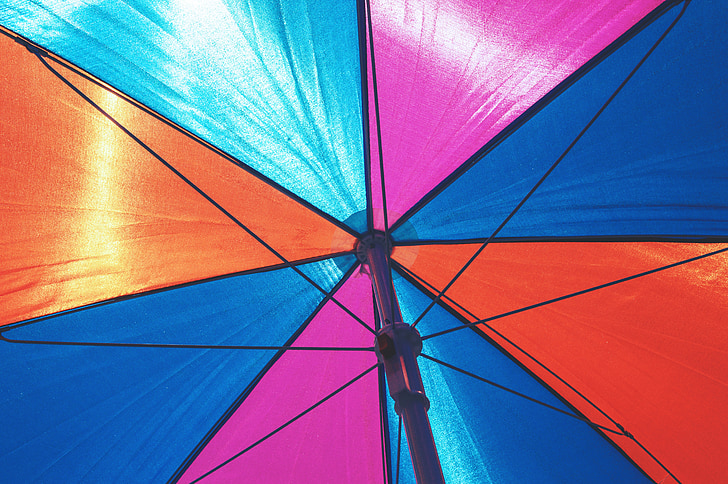 payung pantai, Pantai, matahari, payung, musim panas, liburan, liburan