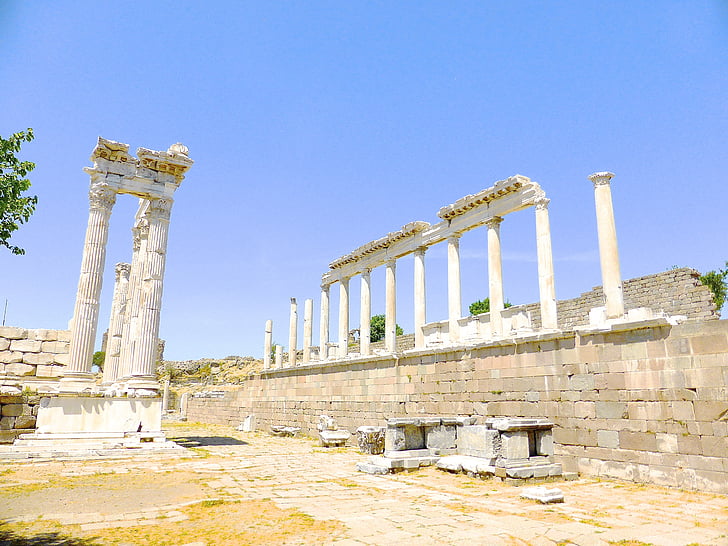 kolumner, antika, romerska, ruinerna, Turkiet, berömda, sten