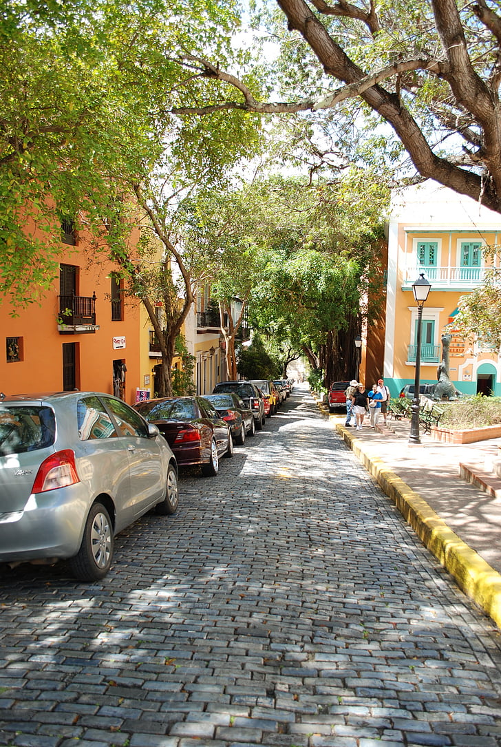 velha de san juan, ruas de calçada, Porto Rico, Caribe, calçada, vibrante