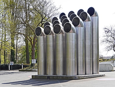 rør, skulptur, ventilasjon, underjordisk parkeringsplass, med flere artikler, fan, rustfritt stål