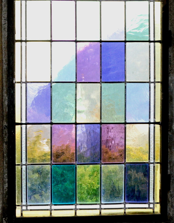venster, gekleurde glazen, kerk, Vista
