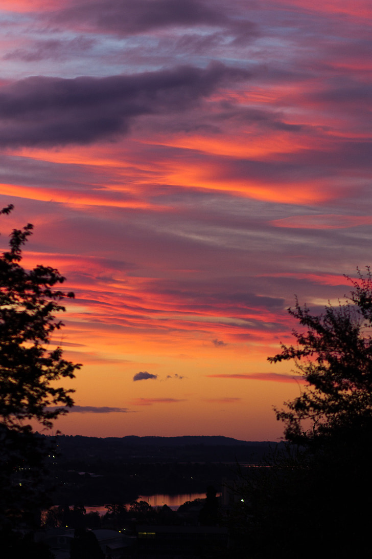 posta de sol, núvols, silueta, cel, sol, natura, núvols del cel