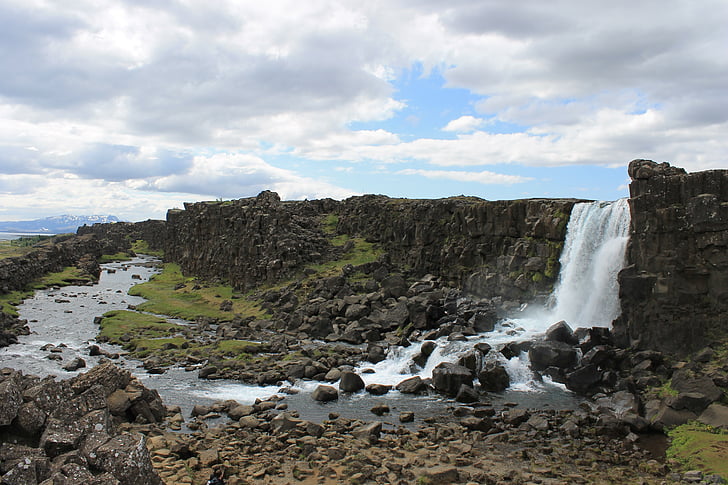 vandfald, landskab, Island