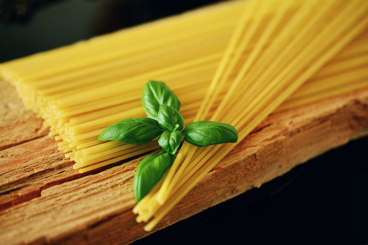 Espaguetis, alfàbrega, fideus, pastes, italià, Mediterrània, fulla