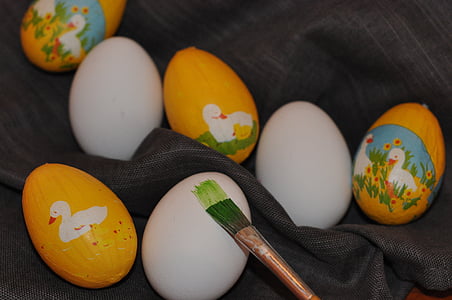 Великдень, яйця, курячі, пензель, фарба