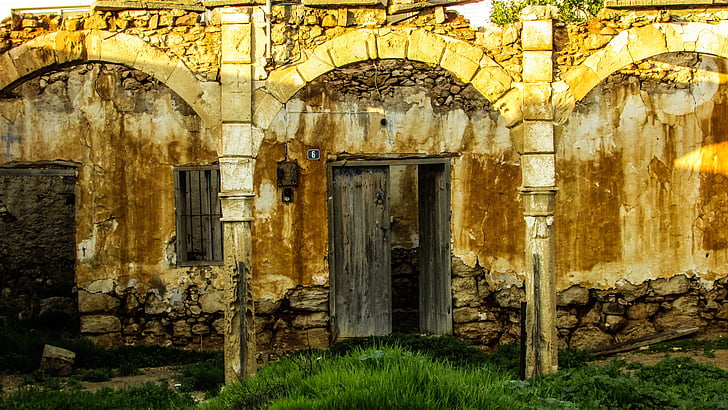 Xipre, Paralimni, antiga casa, tradicional, ruïnes, arquitectura, vell