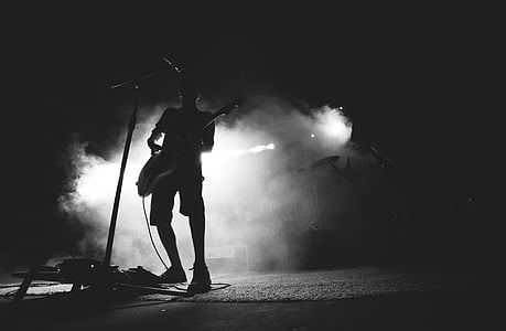 silhouette, photo, man, playing, guitar, guy, male
