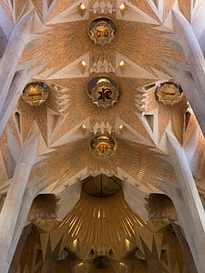 techo, Catedral, sagrada familia, Barcelona, Cataluña, interior, Iglesia