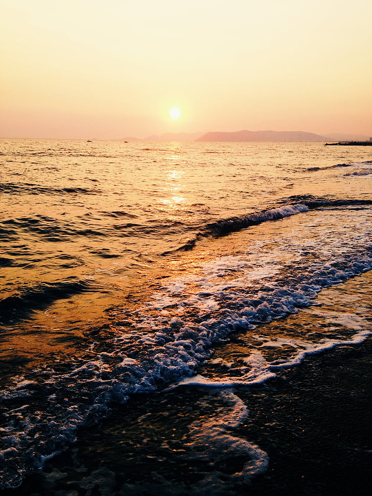 Océano, Playa, puesta de sol, mar, verano, naturaleza, arena