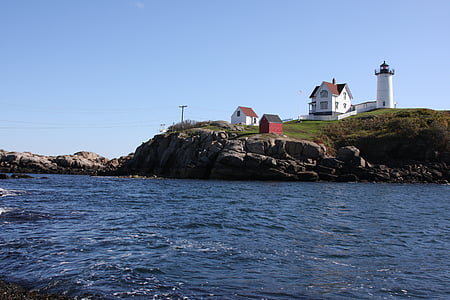 phare, nubble, Maine, océan, Côte, York