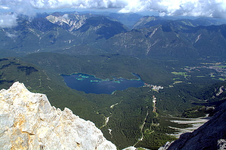 Zugspitze, Alpine lake, Vis, alpint, fjell, Panorama, fjelltoppen