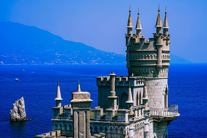 swallow's nest, fortress, castle, crimea, black sea, ocean, attractions