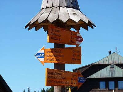 signpost, direction sign, sign post, tourism, marking, marker, sign