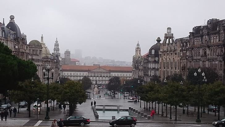 Portugal, Porto, ciudad, otoño, Plaza