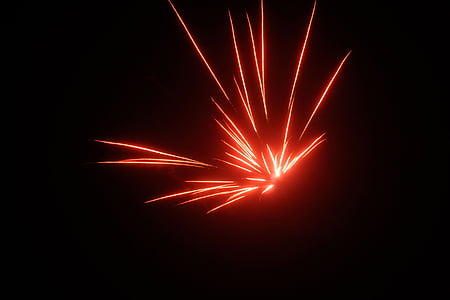 vuurwerk, Pyrotechniek, Oudejaarsavond, nacht, Nieuwjaarsdag, rood, verlichting