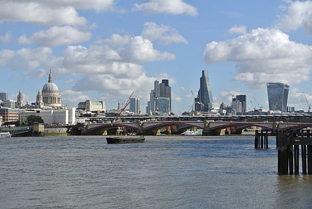 London, Themsen, Bridge, Storbritannia, elven, skyskrapere, St. Pauls