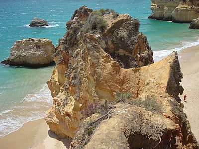 葡萄牙, 阿尔加维, 海, 岩石, 海岸, 海滩, 岩层