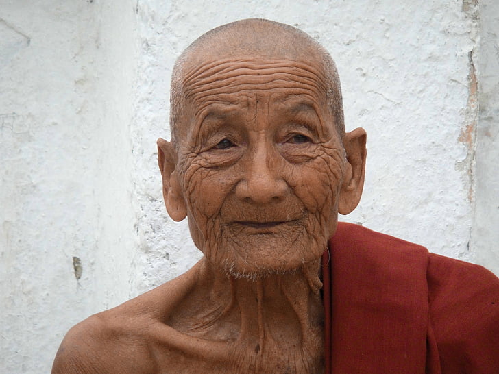 Monk, Myanmar, religion, buddhismen, Burma, gubbe, äldre