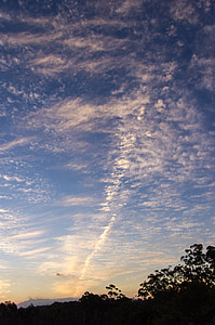 pôr do sol, céu, nuvens, -de-rosa, azul, muito, Austrália