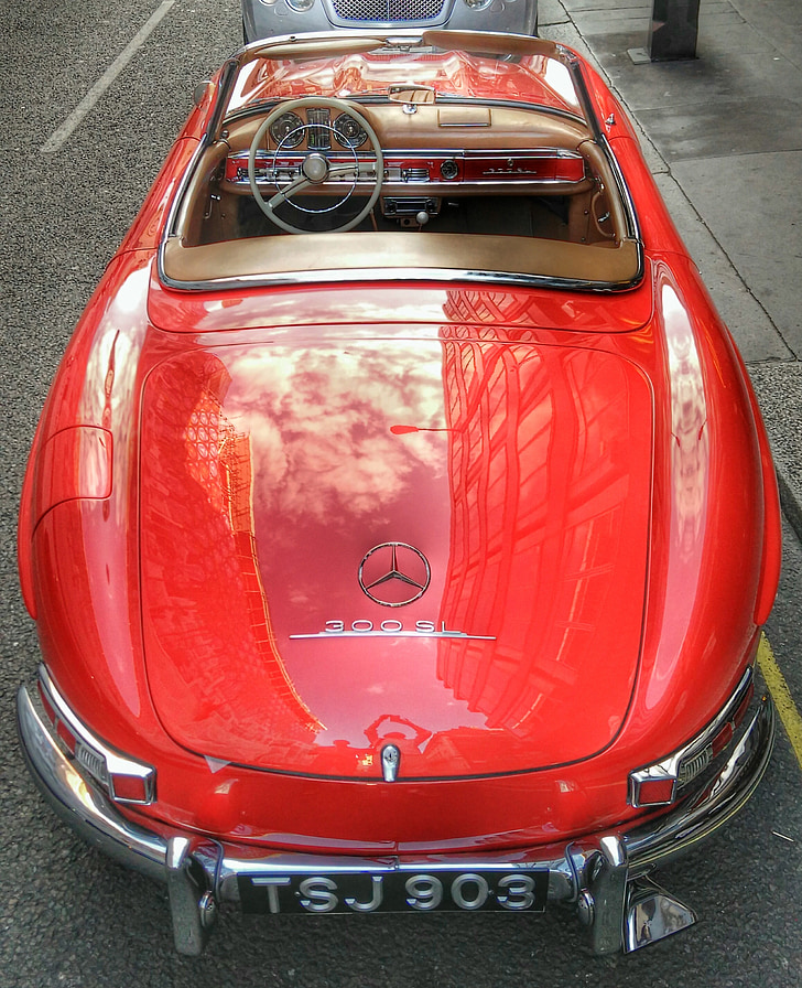 Vintage, Mercedes, Benz, 300SL, autó, piros, klasszikus