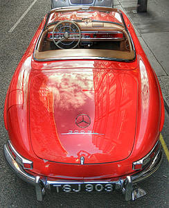 Vintage, Mercedes, Benz, 300sl, Mobil, merah, klasik