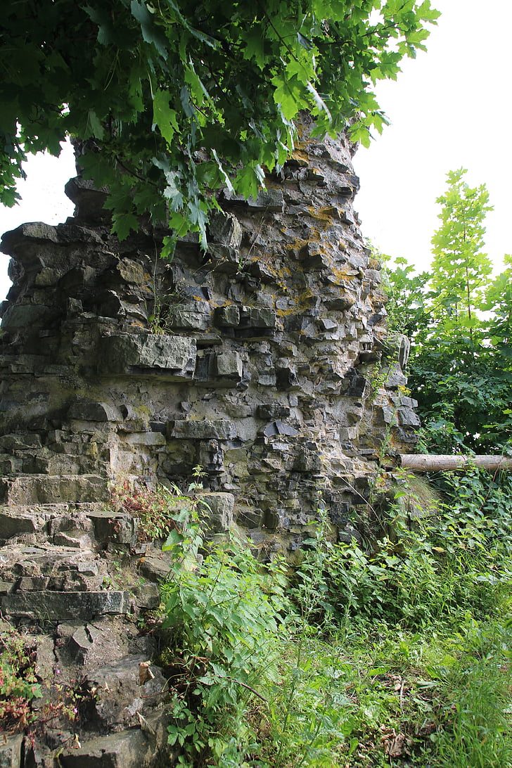 sten, natur, forvitret, væg, ruin, Castle, grøn