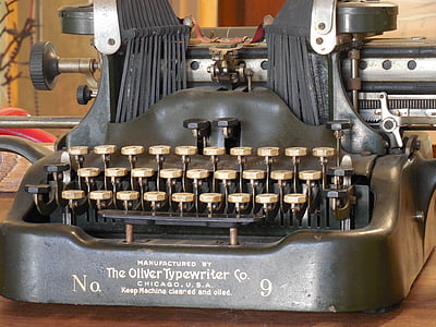 nøgler, skrivemaskine, gamle, vintage, antik, retro, type