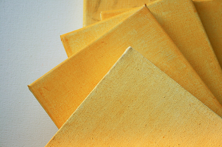canvas, stretched, art, prepared, wash, yellow ochre