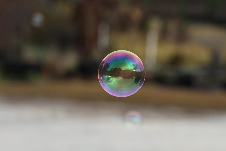 bublina, reflexe, přetažení, vzduchu, koule, kola, plovoucí