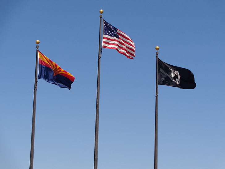 Bandera, Arizona, nord-americà, agitant, EUA, símbol, Memorial