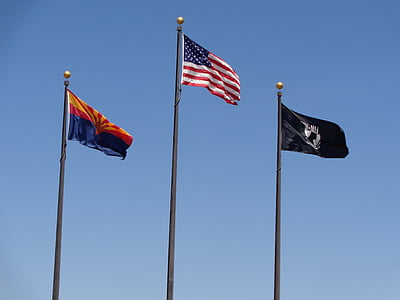 σημαία, Αριζόνα, Αμερικανική, κυματίζει, ΗΠΑ, σύμβολο, Μνημόσυνο