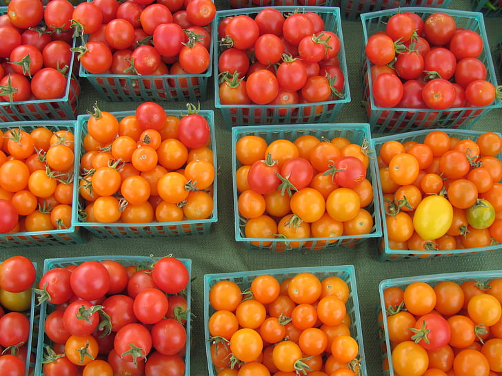 tomates, marché de producteurs, en bonne santé, légume, frais, tomate, légumes frais