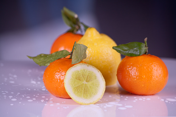 frutas, frutas cítricas, clementinas, la vitamina c, limón, fresco, saludable