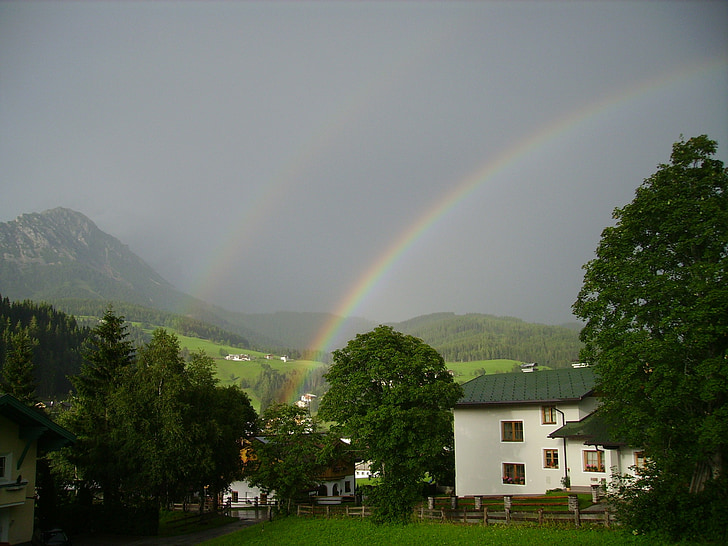 Double rainbow, langit, keajaiban alam