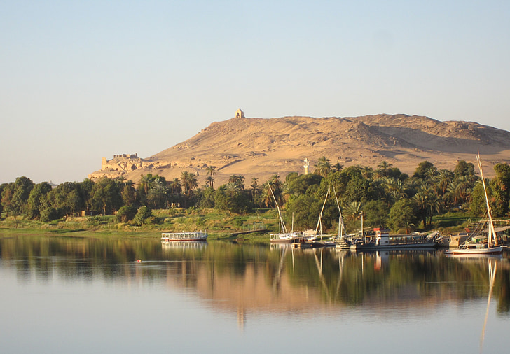 Nilen, Nilen, Riverside, floden, öken, Egypten, Sahara