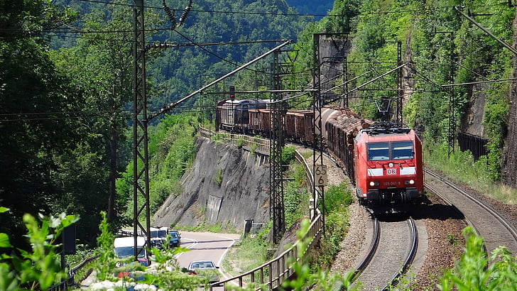 Geislingen-klim, goederentrein, Fils valley railway, KBS 750