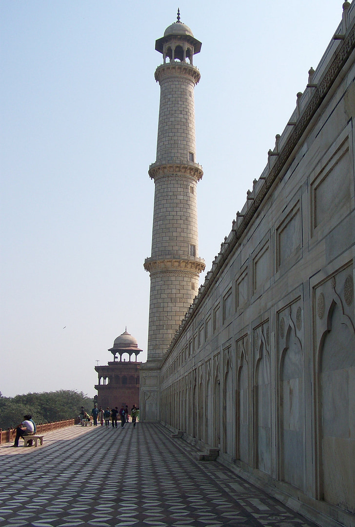 Taj mahal, India, Agra, emlékmű, épület, torony, Minaret
