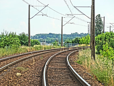 ferrocarril, pistes, línia, carrils, transport, Polònia, ferrocarril