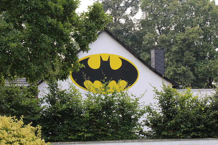 Batman, logo, hauswand, Page d’accueil, Bergheim, Rheidt, arbres