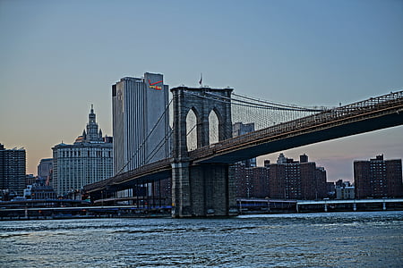 brug, stad, structuur, New york, Brooklyn
