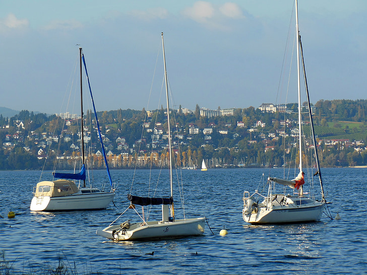 tekneler, Konstanz Gölü, su, yelkenli tekne, Constance